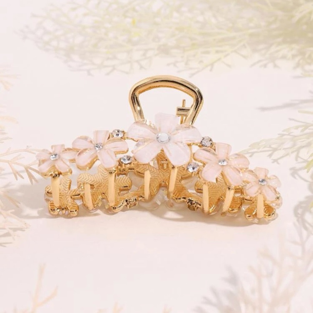 Rhinestone Flower Hair Claw Clip